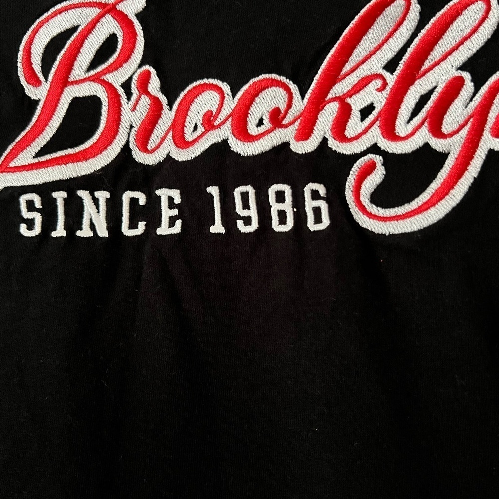 Rue21 Black and Red Long Sleeve Tee Brooklyn Embroidery